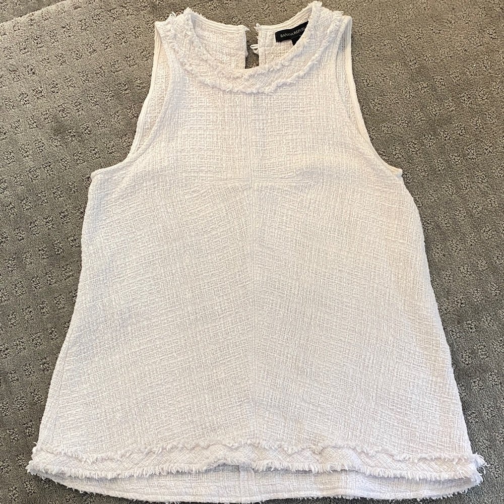 Banana Republic Textured White Tank Top